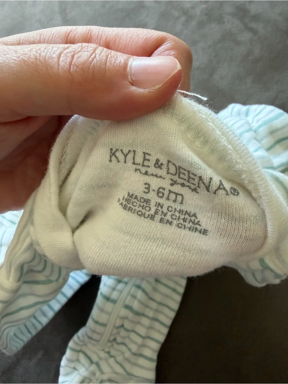 Kyle and Deena Striped White and Light Blue Footed Baby One-Piece